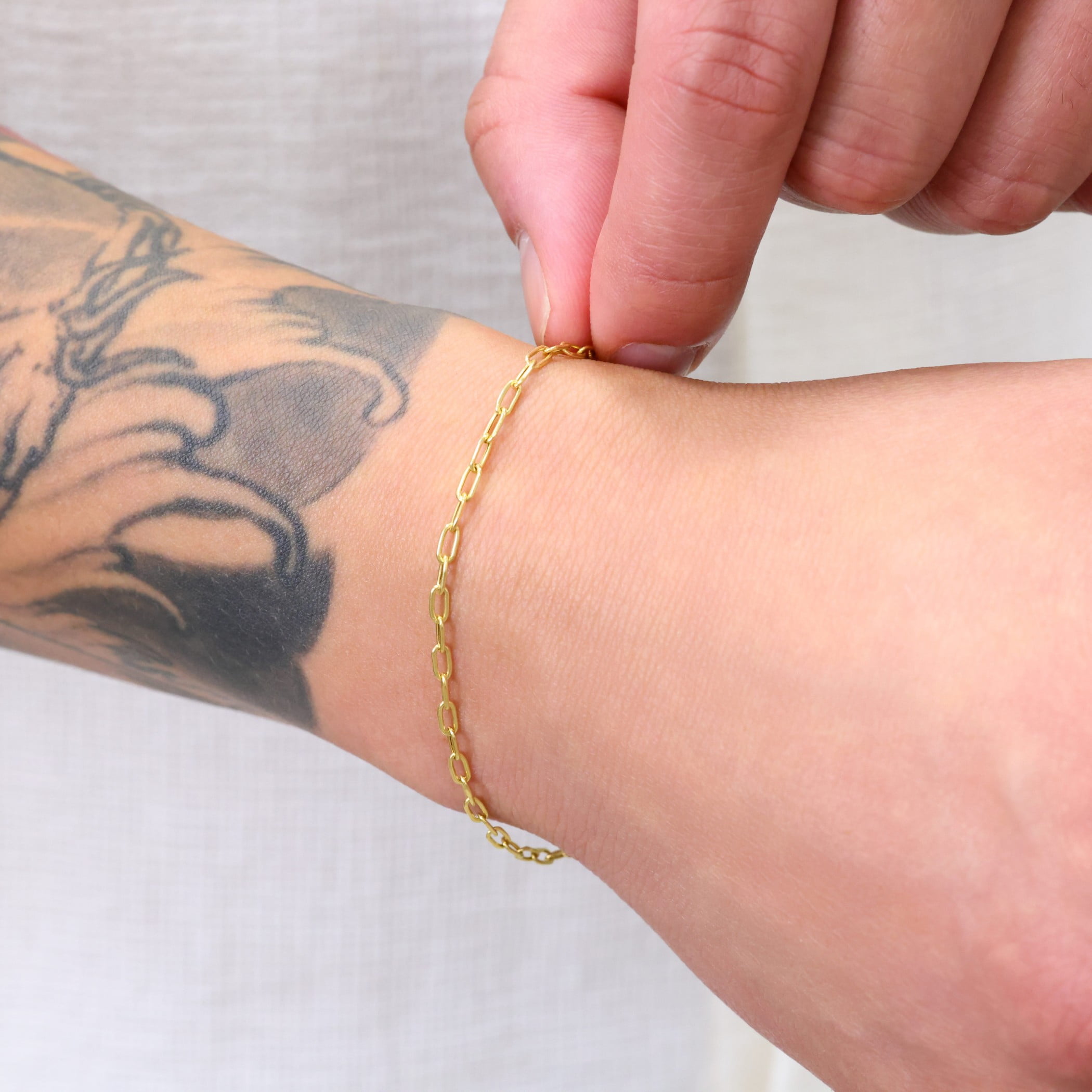 Nuragold 10k Real Yellow Gold Paperclip 2mm Elongated Cable Link Bracelet (7"-8") Dainty Italian Jewelry for Men & Women