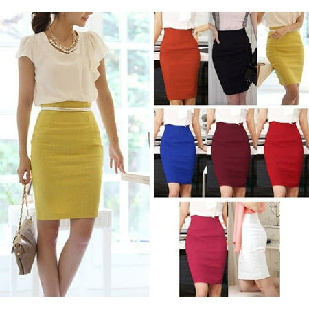 Womens Fitted Business Knee Long Slimming High Waist Office Pencil ...