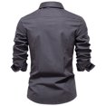 thumbnail image 3 of ZUKMRJPC Men's Long Sleeve Work Shirt Casual Lightweight Slim Fit Button Down Lapel Cargo Tactical Shirts with Flap Pockets, 3 of 4