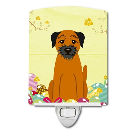 

Caroline s Treasures BB6039CNL Easter Eggs Border Terrier Ceramic Night Light 6x4x3 multicolor