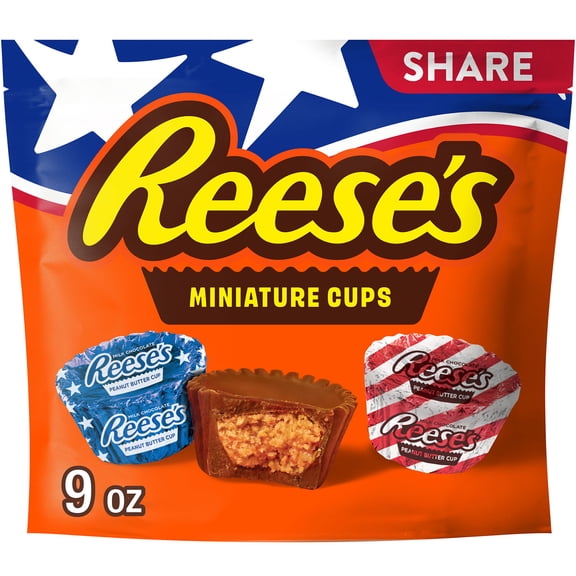 REESE'S Miniatures Milk Chocolate Peanut Butter Cups, Candy Share Pack, 9 oz