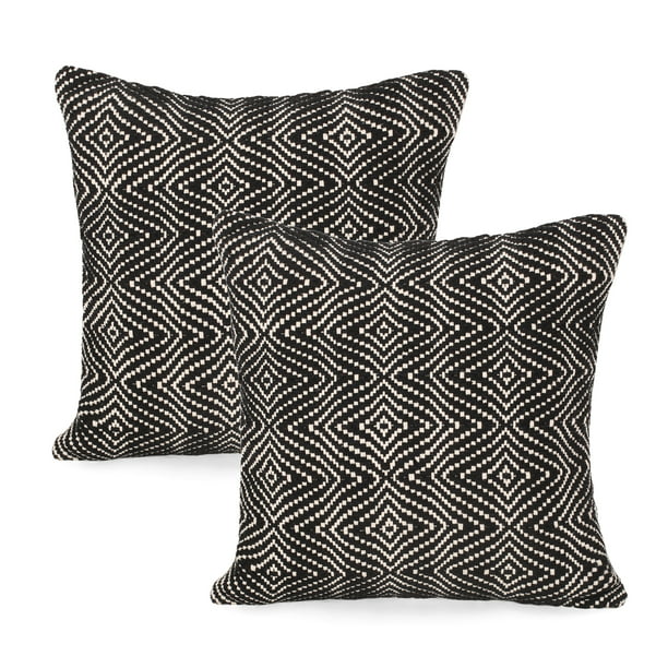 black and white throw pillow set