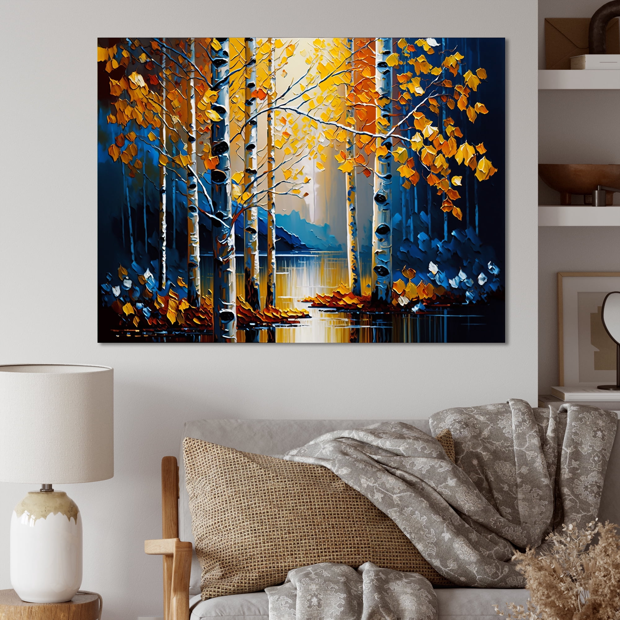 Designart Path Into The Yellow Forest III Canvas Wall Art