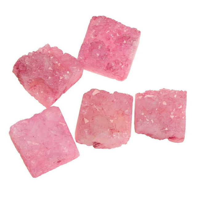 lionlar 10mm Natural Faceted Stone Square Agate Crystal Cluster Loose Beads Strings Pink