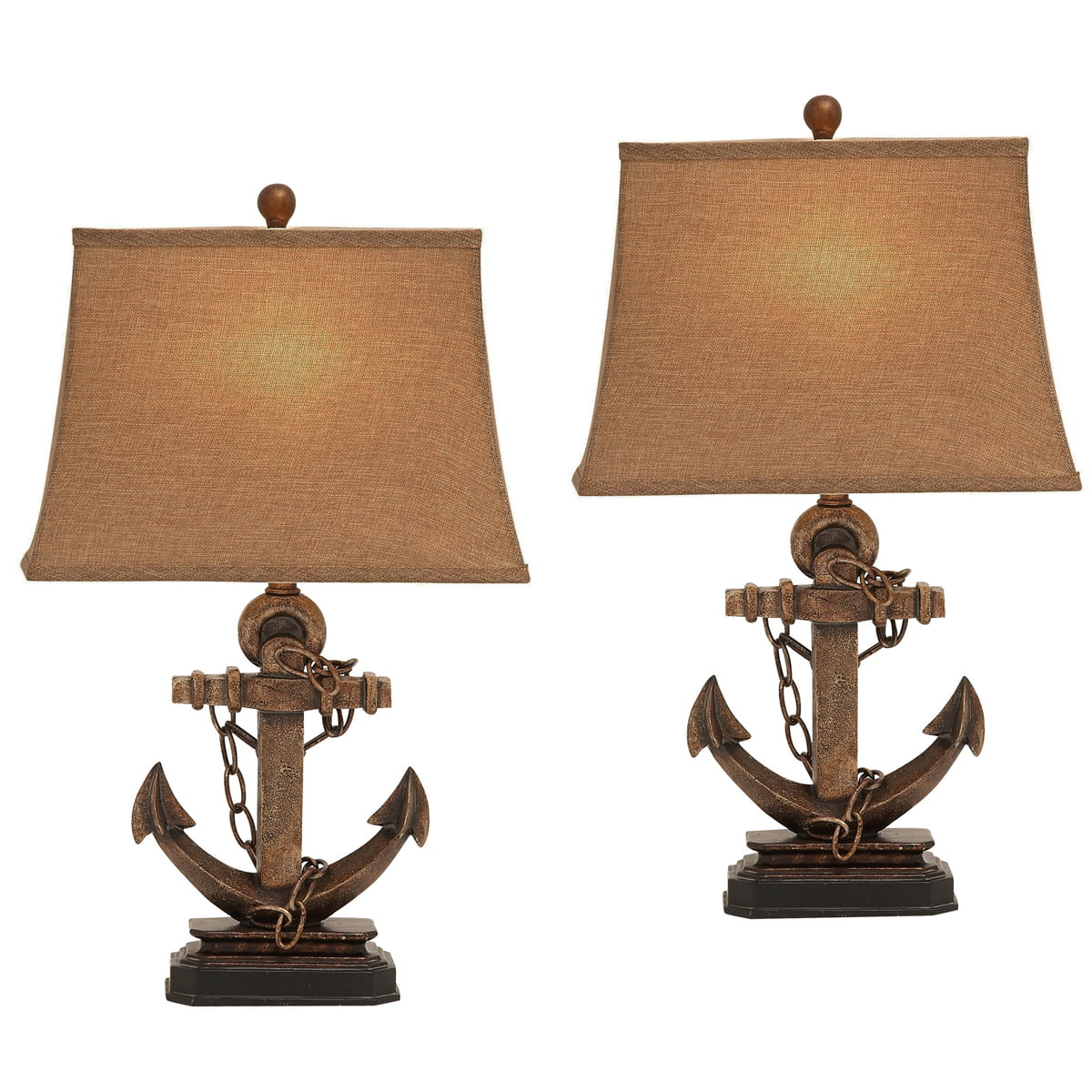 Boston Harbor Anchor Table Lamp Set, Nautical Anchor Table Lamp