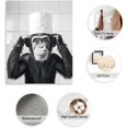 thumbnail image 3 of Lote de 6 lienzos decorativos para baño, sin marco, impermeables, con divertidos chimpancés, en blanco y negro, de 8 x 10 pulgadas., 3 of 9