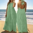 thumbnail image 7 of Efsteb Woman Dresses Elegant Casual Cotton Halter Neck Backless Tie-Back Maxi Dress Sleeveless Loose Summer Beach Dress (Green,XL), 7 of 7