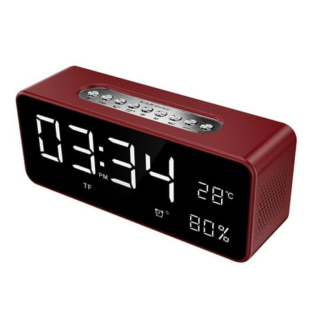 Wireless Bluetooth Speaker Big LED Display Alarm Clock Portable Stereo Subwoofer Speaker AUX TF USB MP3 Player FM Radio Accurate Channel Search