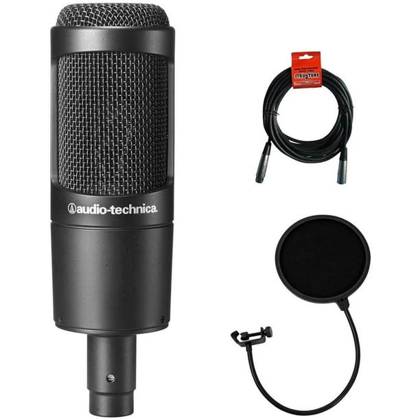 Download Audio Technica At2035 Cardioid Condenser Microphone Bundle With Pop Filter With 2 Layered Mesh And 10 Foot Xlr Cable Walmart Com Walmart Com