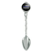 I Stand Behind the Heroes Who Protect This Line Thin Blue American Flag Novelty Collectible Demitasse Tea Coffee Spoon