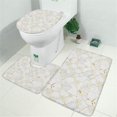 thumbnail image 2 of White Gold Leaf Hexagon Marble Pattern Bathroom Rugs Sets 3 Piece,Toilet Cover Set,Absorbent Non Slip Bathroom Mats Sets with U-Shaped Contour Rug Toilet Rug Set, 2 of 5