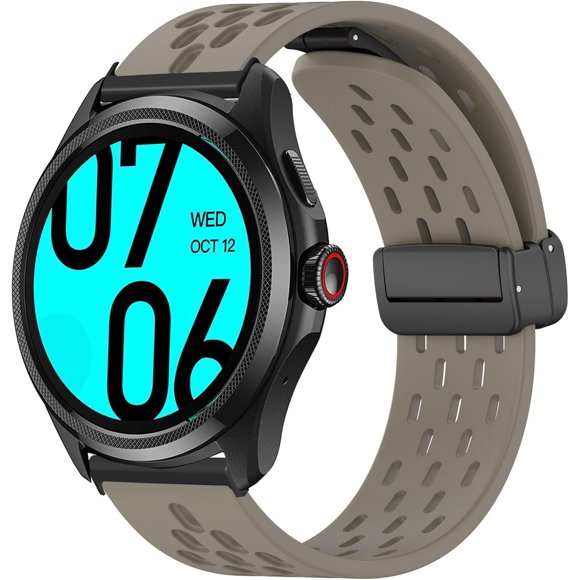 TRAHOO-Compatible with Ticwatch Pro 5 Smartwatch Bands, 24mm Breathable Soft Silicone Magnetic Butterfly Clousure Sport Replacemet Band Straps Compatible with Ticwatch Pro 5 Android Smartwatch