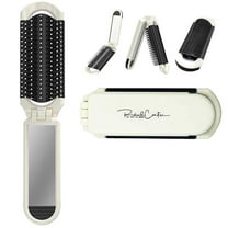 Compact Folding Hair Brush with Mirror Dual Use Wet and Dry Detangling Comb Mini Travel Massage Brush for All Hair Types