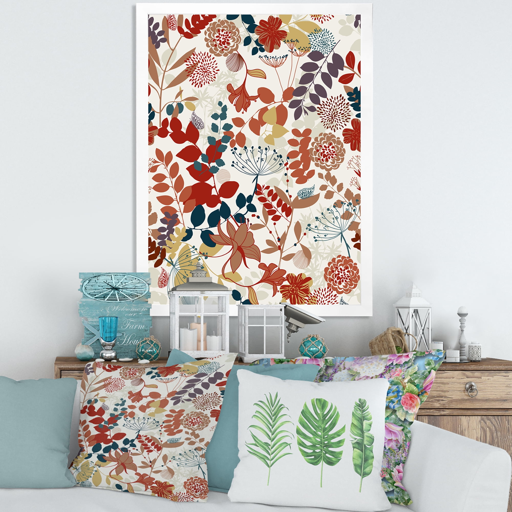 Designart 'Botanical Retro Garden' Bohemian & Eclectic Framed Art Print