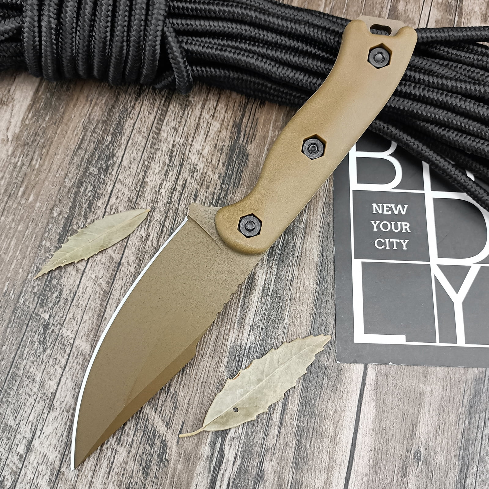 9.3 In Fixed Blade Knife, Full Tang Survival Knife with Sheath, Camping and Bushcraft Knife