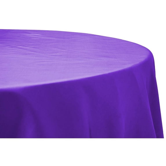 1 Pc, Taffeta Tablecloth 132" Round - Purple(Machine Washable)For Weddings, Birthday Celebrations, Quincenearas Or Special Occasion Decor