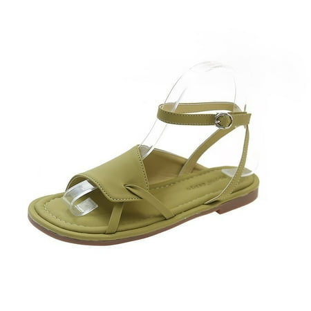 

Women s Sandals Flat Shoes Sandals Summer Shoes Round Head 3.5 Cm Heel Buckle Black White Size 35-40 (Color : OneColor Size : 38 Code)