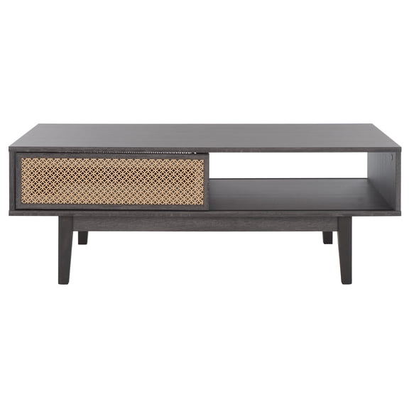 SAFAVIEH Ceu 2 Door Coffee Table, Distressed Black/Gold (43.3 in. W x 21.7 in. D x 15.7 in. H)
