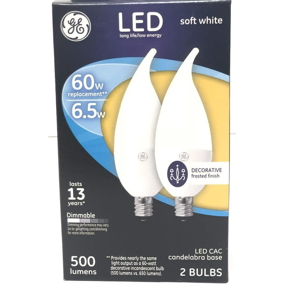 Ge 23461 Decorative Soft White 60w Dimmable Pack 2