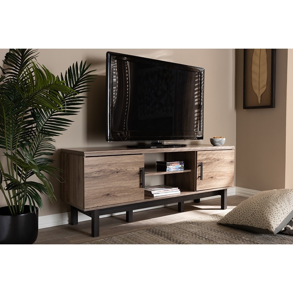 Baxton Studio Arend Modern and Contemporary Two-Tone Oak and Ebony Wood 2-Door TV Stand - image 5 of 5