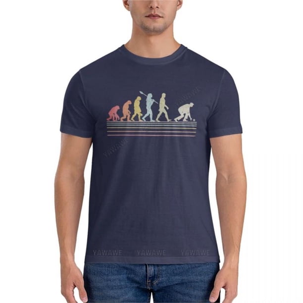 Camiseta esencial vintage divertida de bolos sobre césped, evolución del hombre, tops de talla grande, camisetas para hombre, camiseta extragrande