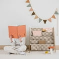 thumbnail image 3 of 3 Sprouts Recycled Fabric Kids Book Rack Storage Bookshelf Organizer in Checkerboard Beige for Ages 3+, 3 of 6
