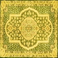 thumbnail image 1 of Ahgly Company Machine Washable Indoor Square Medallion Yellow Traditional Area Rugs, 6' Square, 1 of 4
