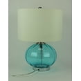 thumbnail image 2 of New Port Sea Blue Glass & Metal Table Lamp 22 In. Tall 15 In. White Linen Shade, 2 of 3