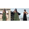 thumbnail image 6 of Xmarks Women Summer Casual Spaghetti Strap Maxi Dress V-Neck Sleeveless Solid Color Beach Party Long Dress with Pockets, 6 of 8