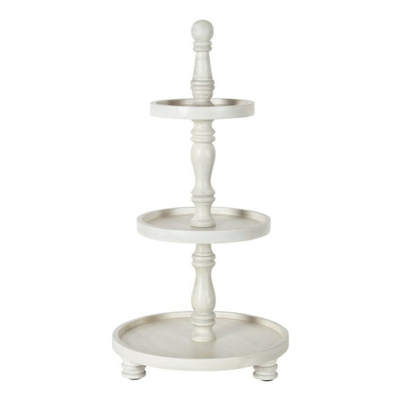 Kate and Laurel Downing Three Tiered Tray, White 12x12x24