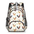 thumbnail image 2 of Rooster and Floral White Pattern Cute School Backpack Bag with Padded Back and Adjustable Shoulder Straps 16.9 X 12.6 X 5.9 Inches, 2 of 5