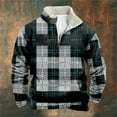 thumbnail image 2 of AWZXDE Men's Long Sleeve Plaid Half Zip Sweatshirt with Pockets, Warm Casual Pullover Black,XXXL, 2 of 3