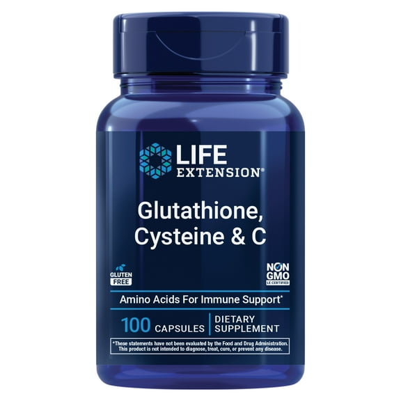 Life Extension Glutathione, Cysteine & C, 500 mg of Vitamin C, Powerful antioxidant Supplement to Support Liver Health, Gluten-Free, Non-GMO, 100 Capsules