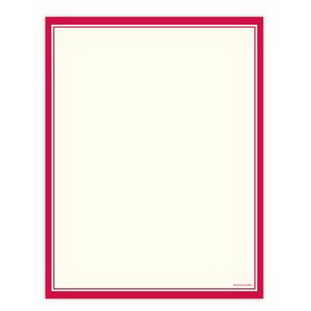 Border Letterhead Paper - Red Border Letterhead - 100 Sheets