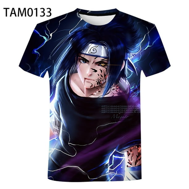 Camiseta De Verano Con Estampado 3D Anime Naruto Patrón De Calle Camisa Casual Cuello Redondo Manga Corta Hombre
