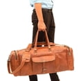 thumbnail image 2 of Shy Shy Let's Touch The Sky leather duffle bag large 24-inch travel duffle overnight weekender leather bag for men and women, 2 of 5