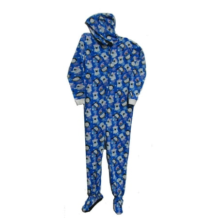 Pajama Fun Prints Hooded Footed One Piece Pajamas- Penguins & Polar Bears