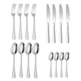 thumbnail image 1 of Juego de cubiertos de 16 piezas para 4 personas: tenedor y cuchara. Resistente y práctico, de acero inoxidable. Plata, 1 of 9