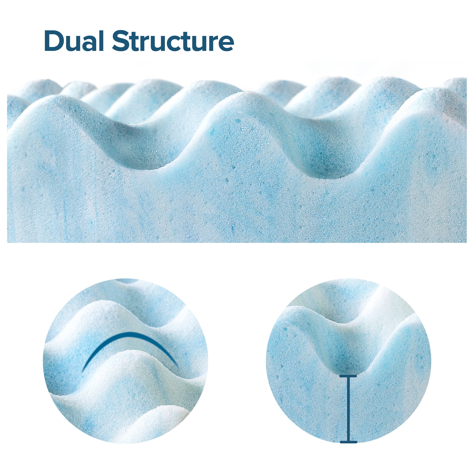 Zinus 2" Swirl Gel Cooling Memory Foam Mattress Topper, Full