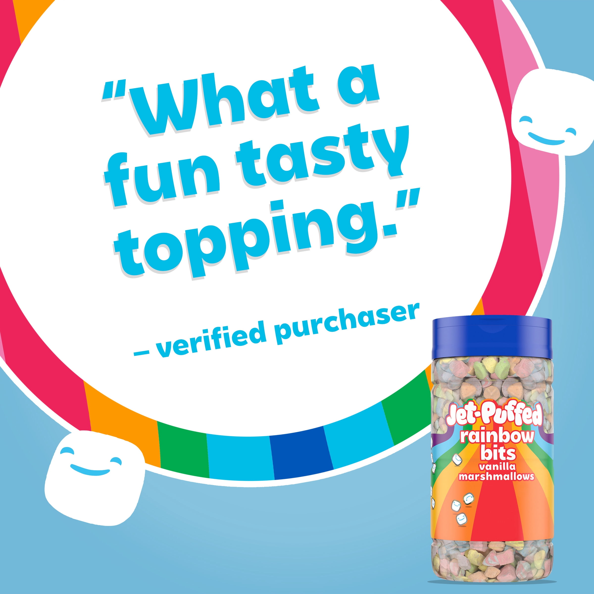 Jet-Puffed Rainbow Vanilla Marshmallow Bits, 3 oz. Bottle