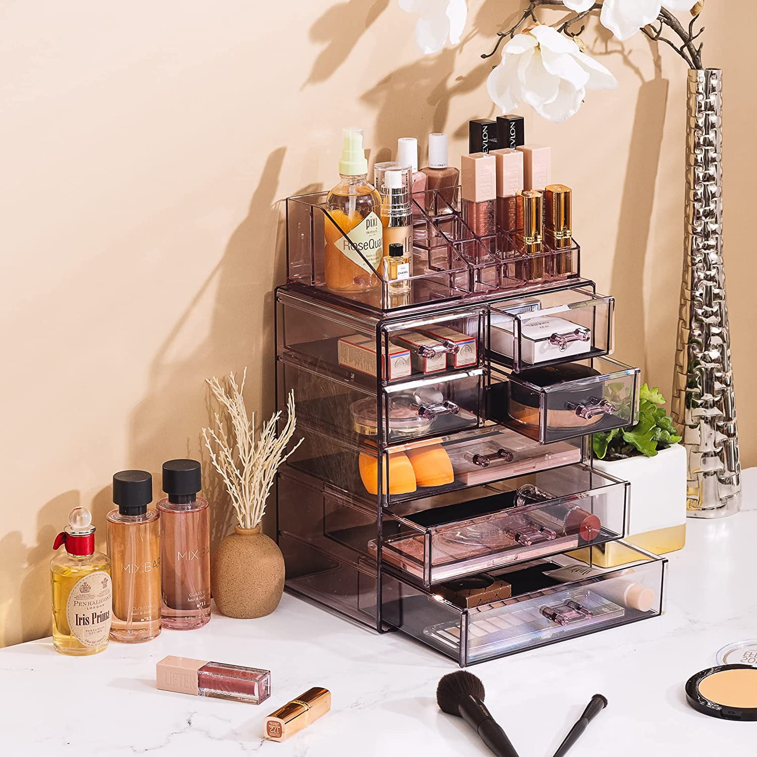 Makeup Organizer with 7 Drawers & 16 Slots Jewelry Cosmetics Box - Walmart.com