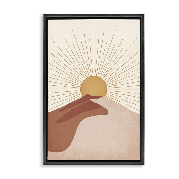 Stupell Industries Sand Dune & Sun Rays Landscape & Nature Painting Black Floater Framed Canvas Art Print Wall Art, 17 x 25