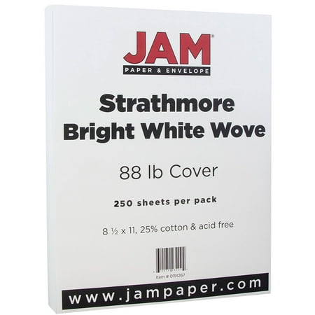- JAM Paper Strathmore Cardstock, 8.5 x 11, 88lb Bright White Wove, 250 Sheets/pack
