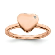 Stackable Expressions Sterling Silver Rose Gold-Plated Heart Diamond Ring, Size 10 (0.01CTW)