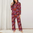 thumbnail image 2 of Lsque Red Lips Kissing Pattern Long Sleeve Pajama Set for Women - Soft 2-Piece Sleepwear and Loungewear Set with Pockets, Comfy Nightwear-Large, 2 of 7