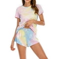 thumbnail image 2 of Edvintorg Pajamas 2 Piece Lounge Sets Fashion Women Tie-Dye Print Short Sleeve Top Shorts Tracksuit Nightwear Sleepwear Set Loungewear, 2 of 7