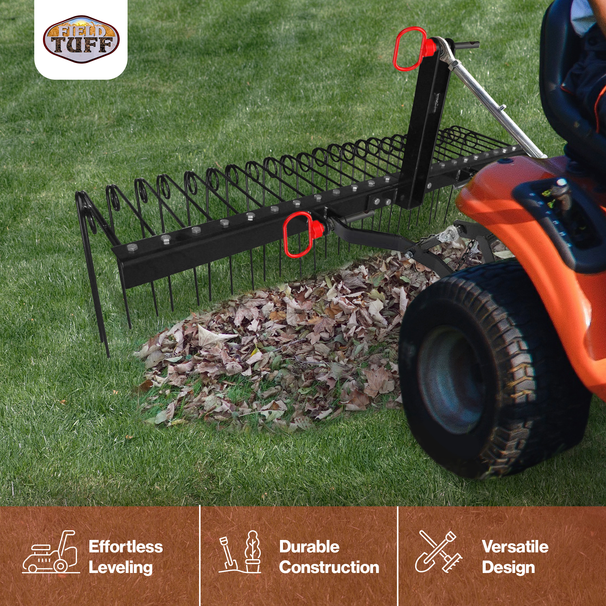 Field Tuff 60in Pine Straw Rake w/ Coil Spring Tines & 3 Point Hitch, Steel - image 2 of 9