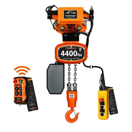 Prowinch 2 Speed 2 Ton Electric Chain Hoist Power Trolley 20 ft FEC G80 Japan Chain M5/H4 220~240/460V Wirele