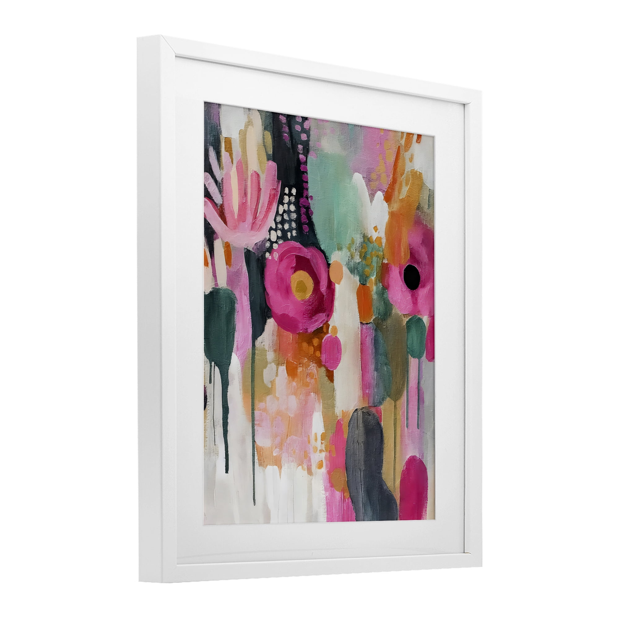 Stupell Industries Dripping Blooms Cascade White Framed Print Under Glass, design by Riley B