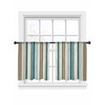 thumbnail image 2 of Sheer Curtains 45 Inches Long, Turquoise Beige Light Filtering Window Curtains for Living Room, Boho Vertical Stripes Bohemian Retro Rod Pocket Voile Sheer Curtain Drapes, 52"W x 45"L, 2 Panels, 2 of 8